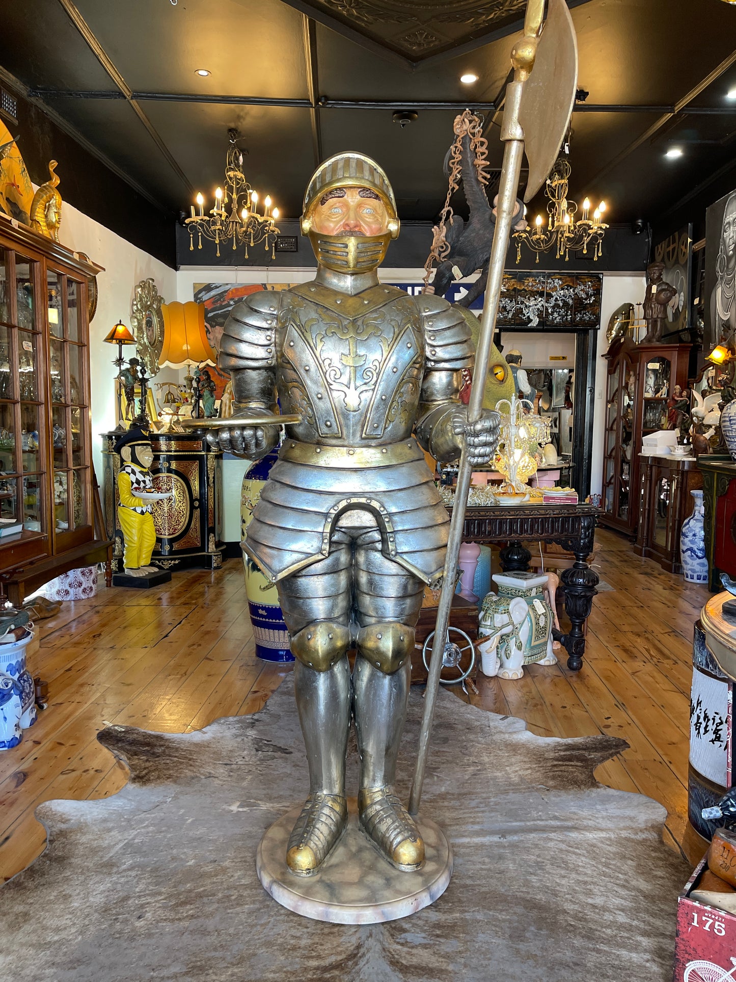 Life-Size Fiberglass Resin Knight Butler Statue – Medieval Decor