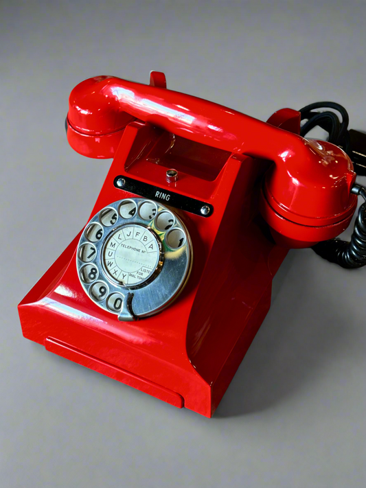 Restored Bakelite Red PMG Rotary Dial Phone