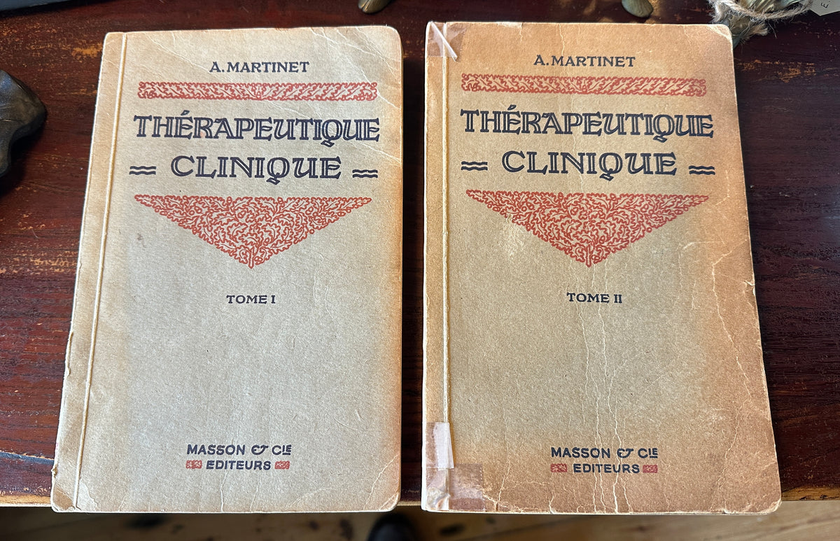 Antique 1920s French Medical Books - Thérapeutique Clinique by Dr. A. Martinet (Vols 1 & 2 Complete Set)