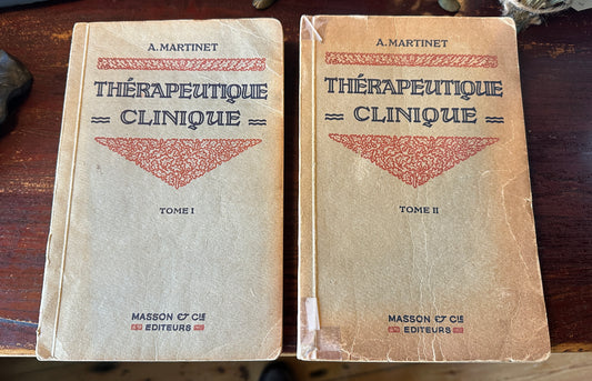 Antique 1920s French Medical Books - Thérapeutique Clinique by Dr. A. Martinet (Vols 1 & 2 Complete Set)