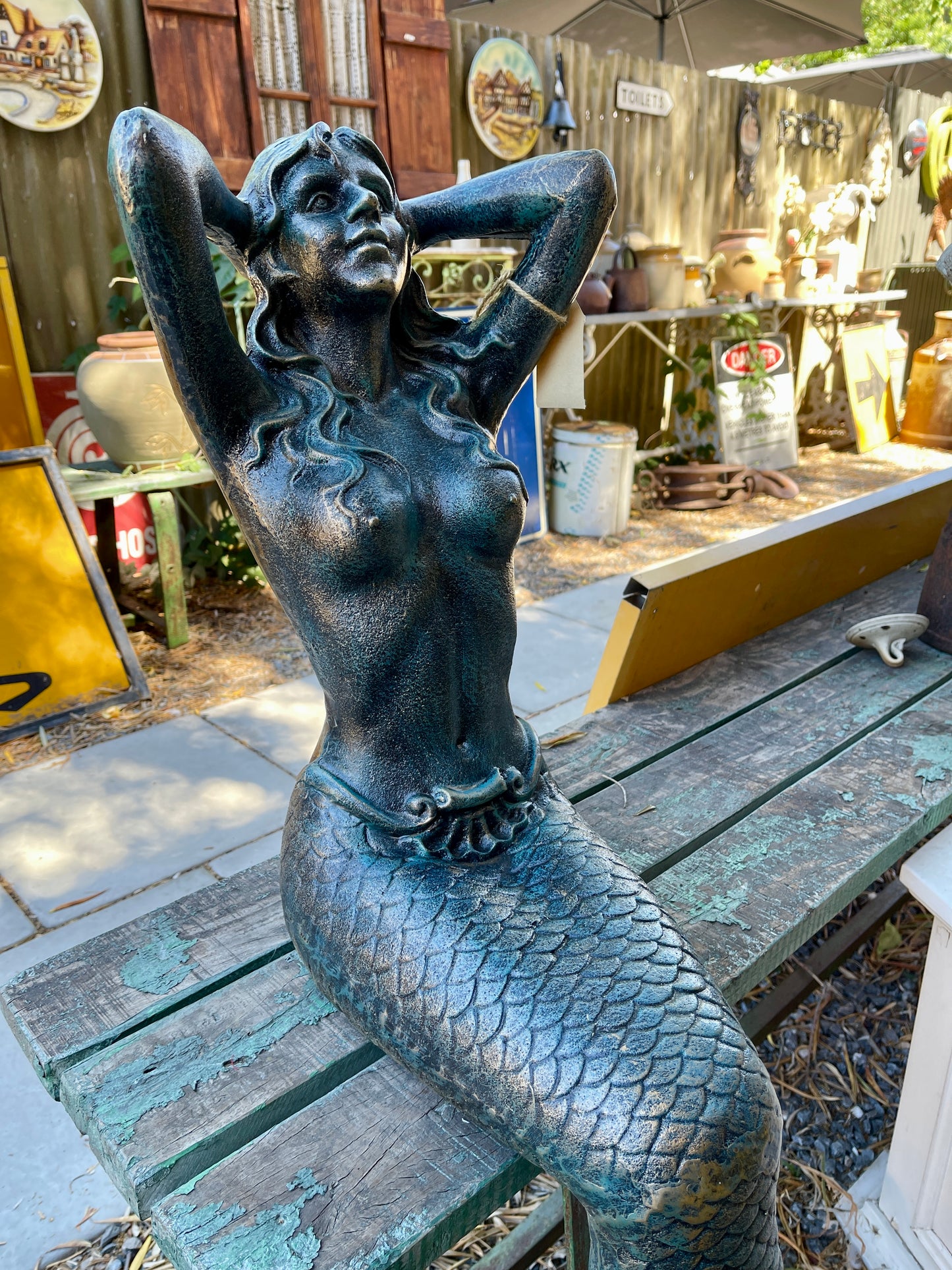 Heavy Cast Iron Mermaid Statue – Substantial and Elegant Design