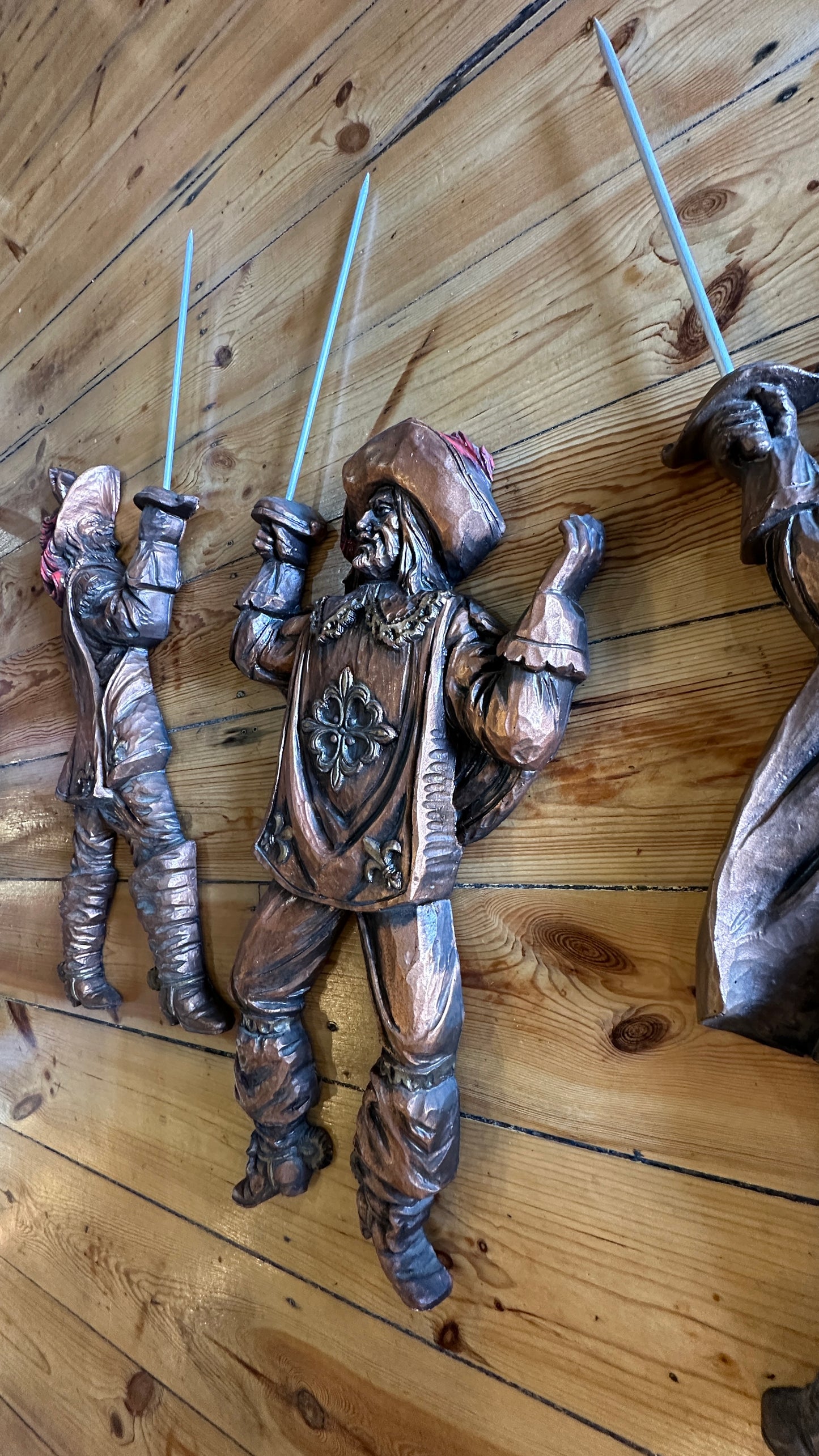 Vintage Three Musketeers, solid plaster 3D wall hangings