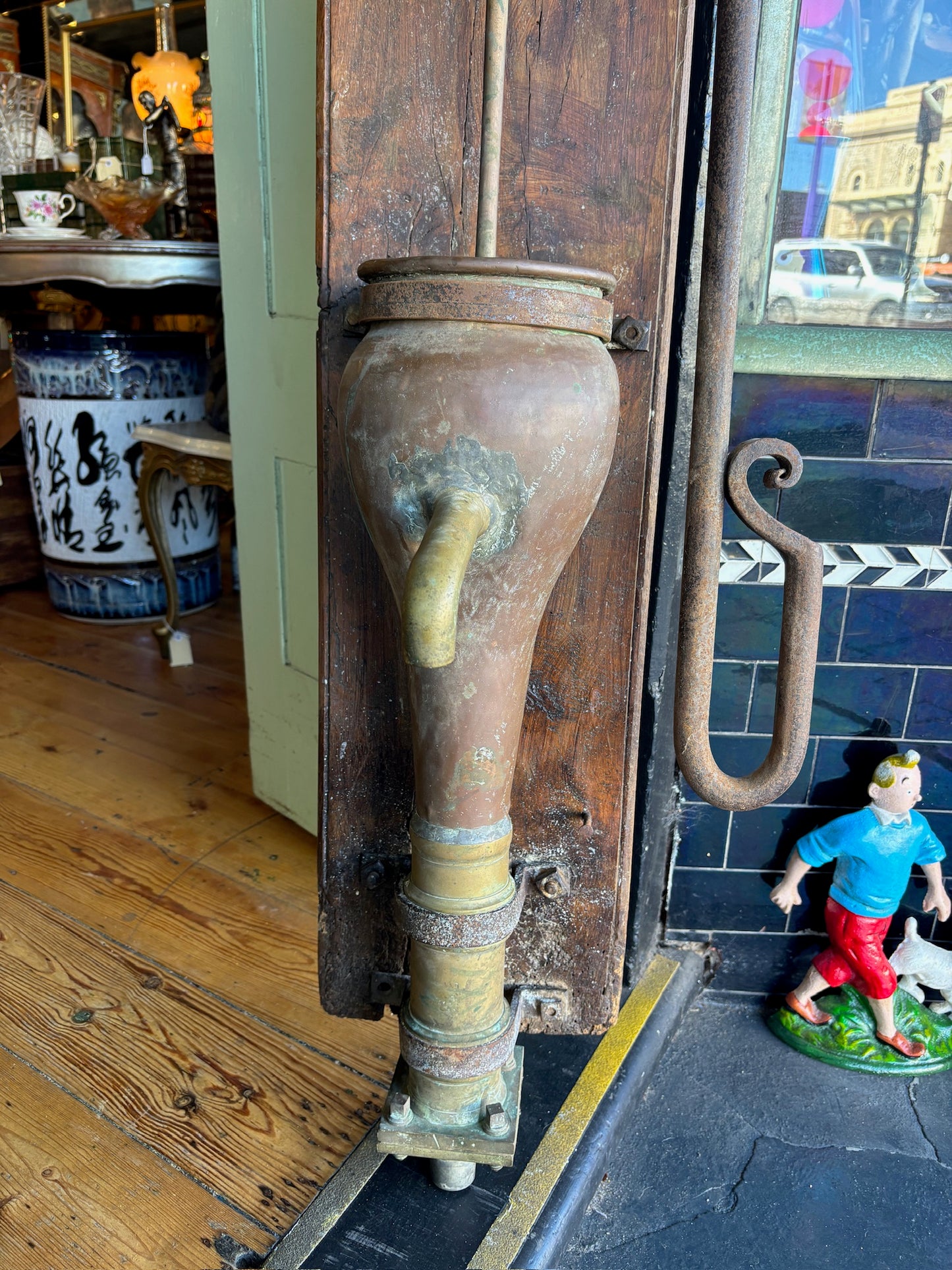 Antique Wall-Mounted Copper & Brass Water Pump (Circa 1900)