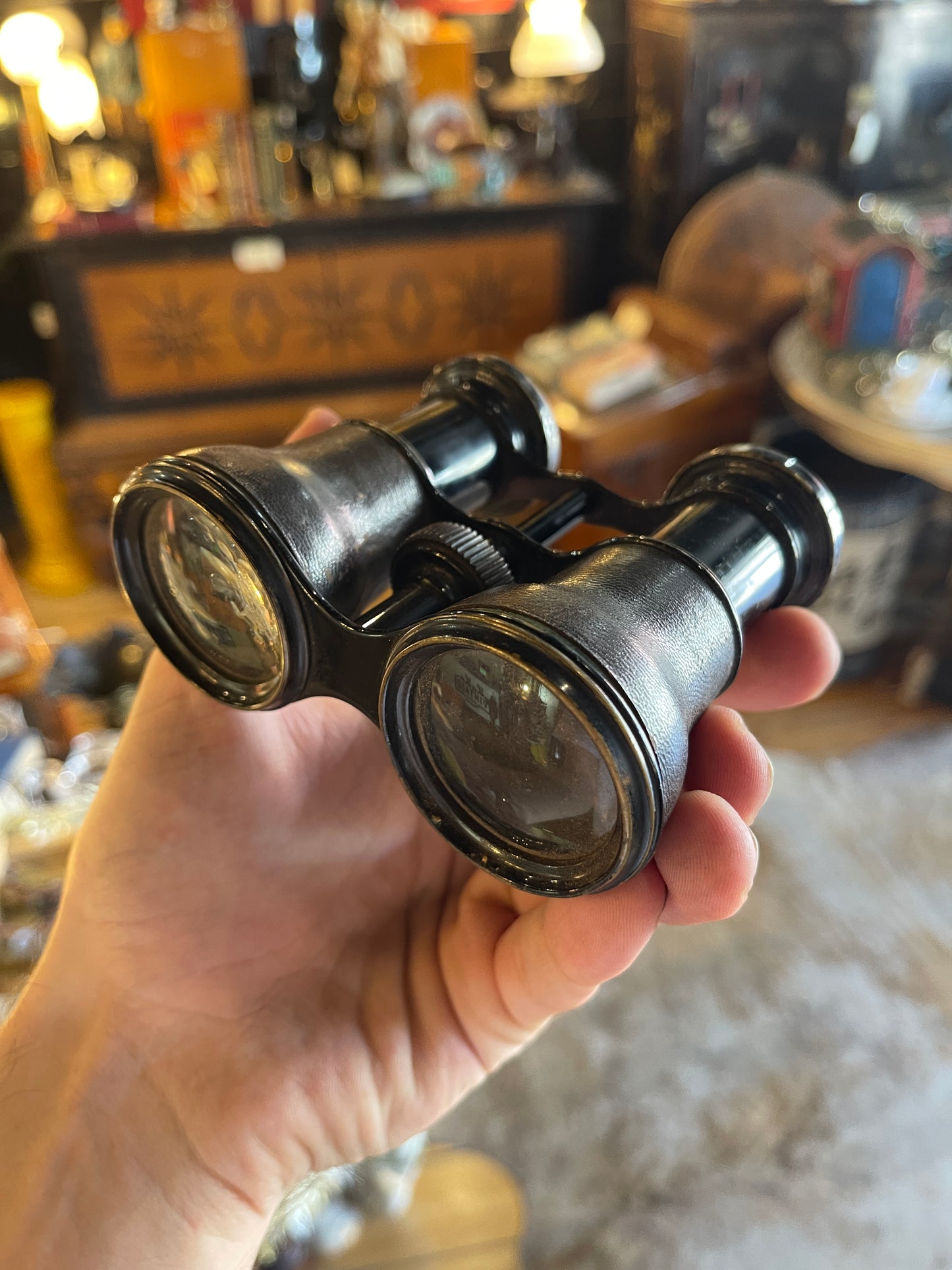 Antique Black Opera Glasses Binoculars with Leather Case – Circa 1900