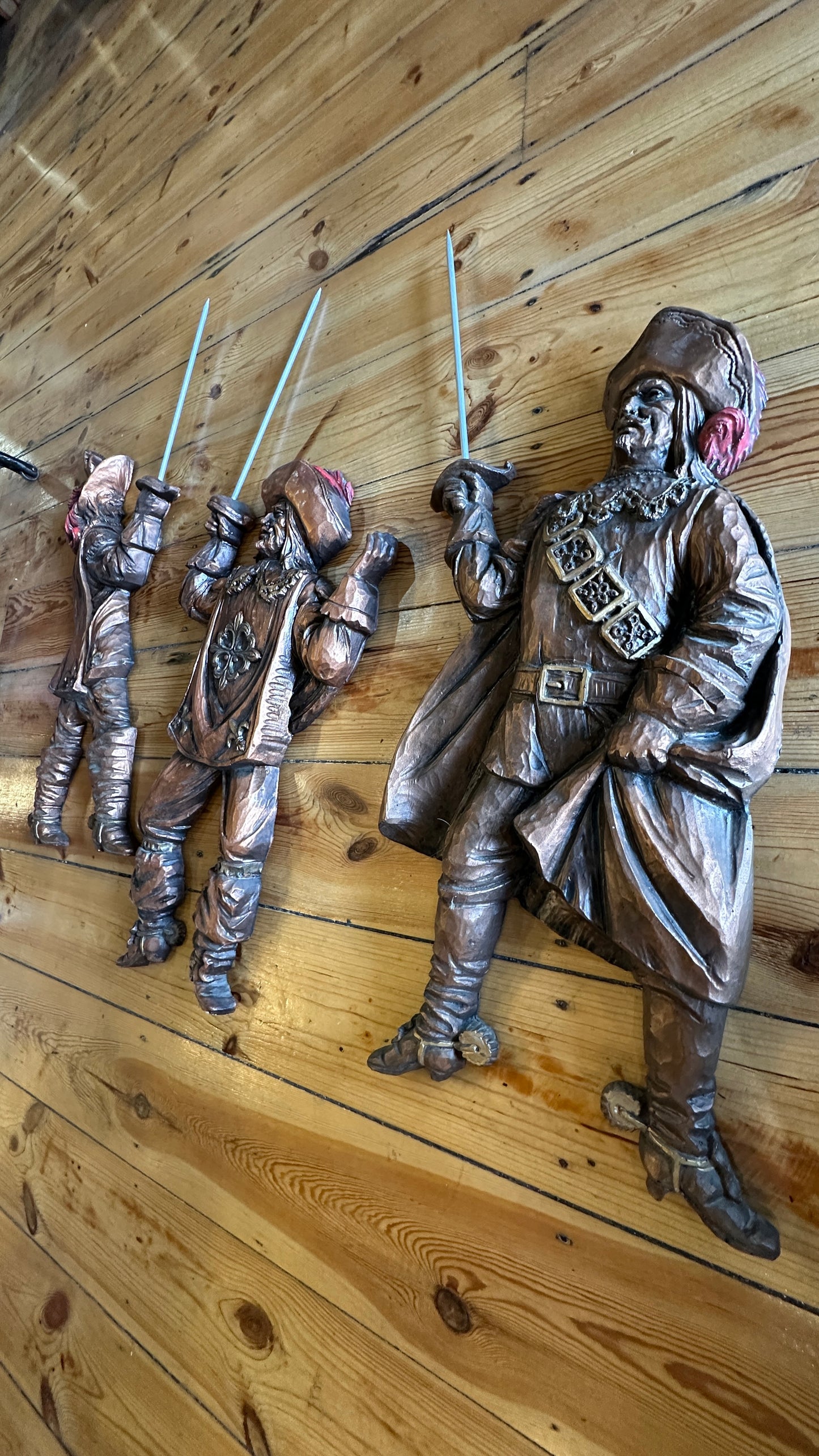 Vintage Three Musketeers, solid plaster 3D wall hangings