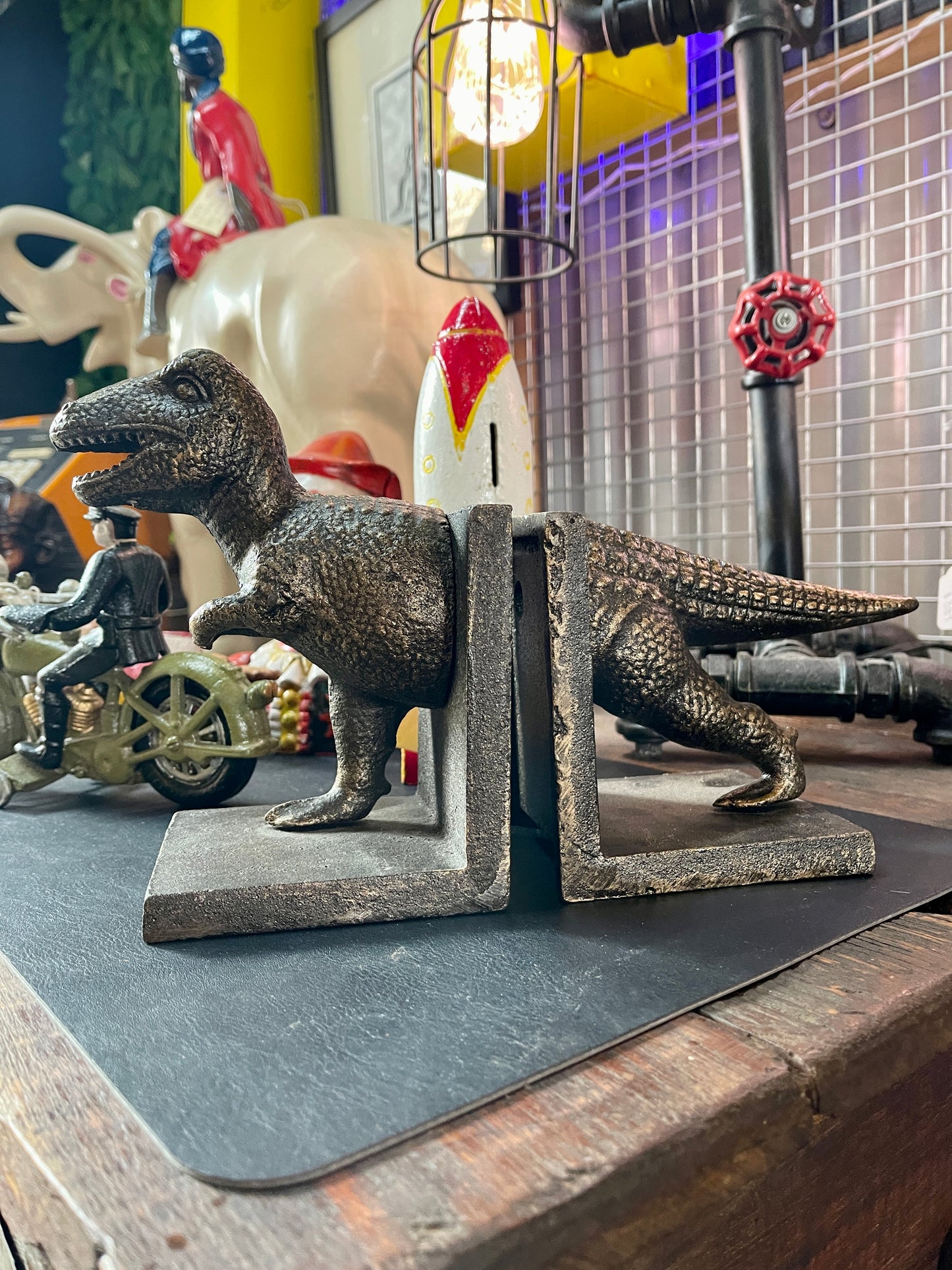 Cast Iron Dinosaur Bookends