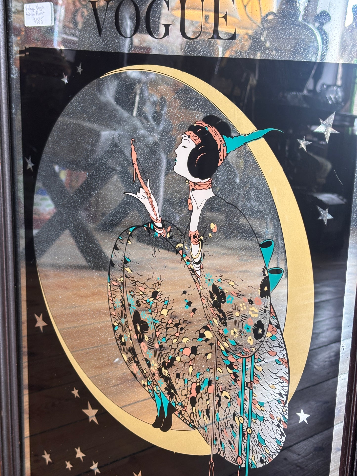 1970s Vintage Vogue Art Deco Mirror – Early December 1919 Cover | Patinated Glass