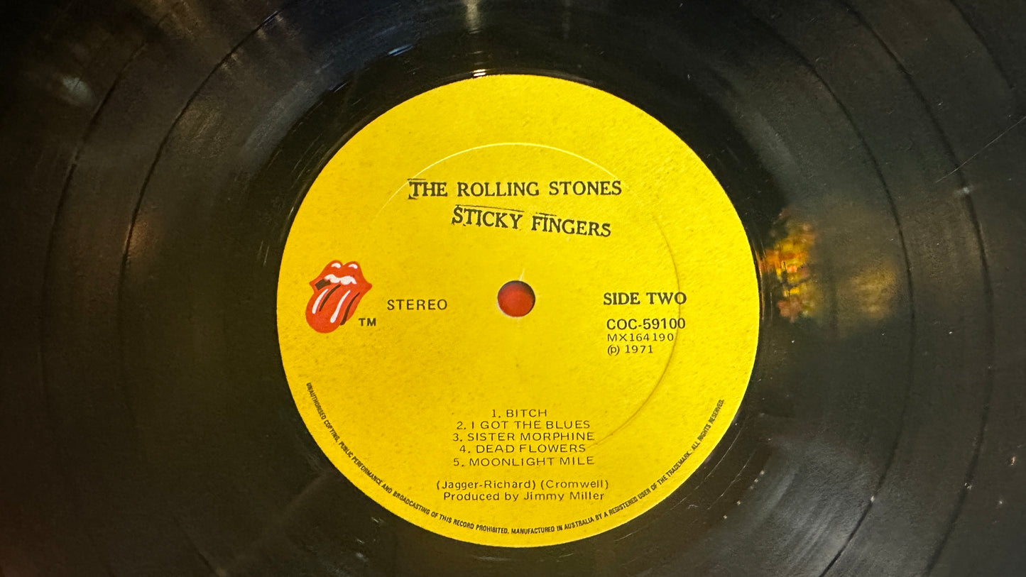 Rolling Stones vinyl “Sticky Fingers”featuring the iconic Andy Warhol design