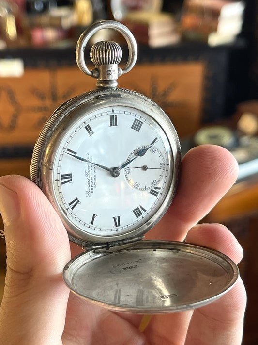 1924 Sterling Silver Stewart Dawson Full Hunter Pocket Watch – Antique Swiss Made