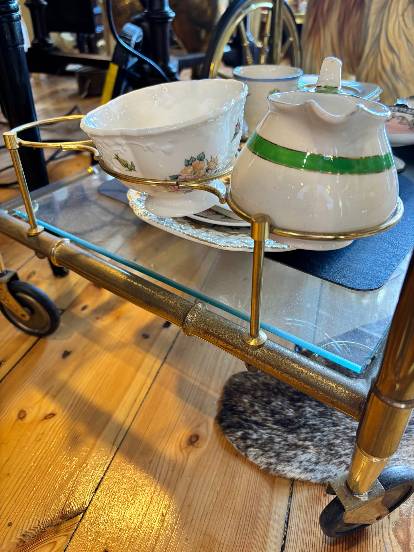 Elegant Brass Drinks Trolley