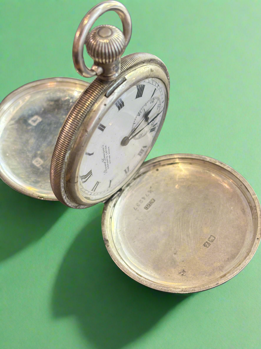 Silver Stewart Dawson Working Pocket Watch Swiss Defiance Lever Movement