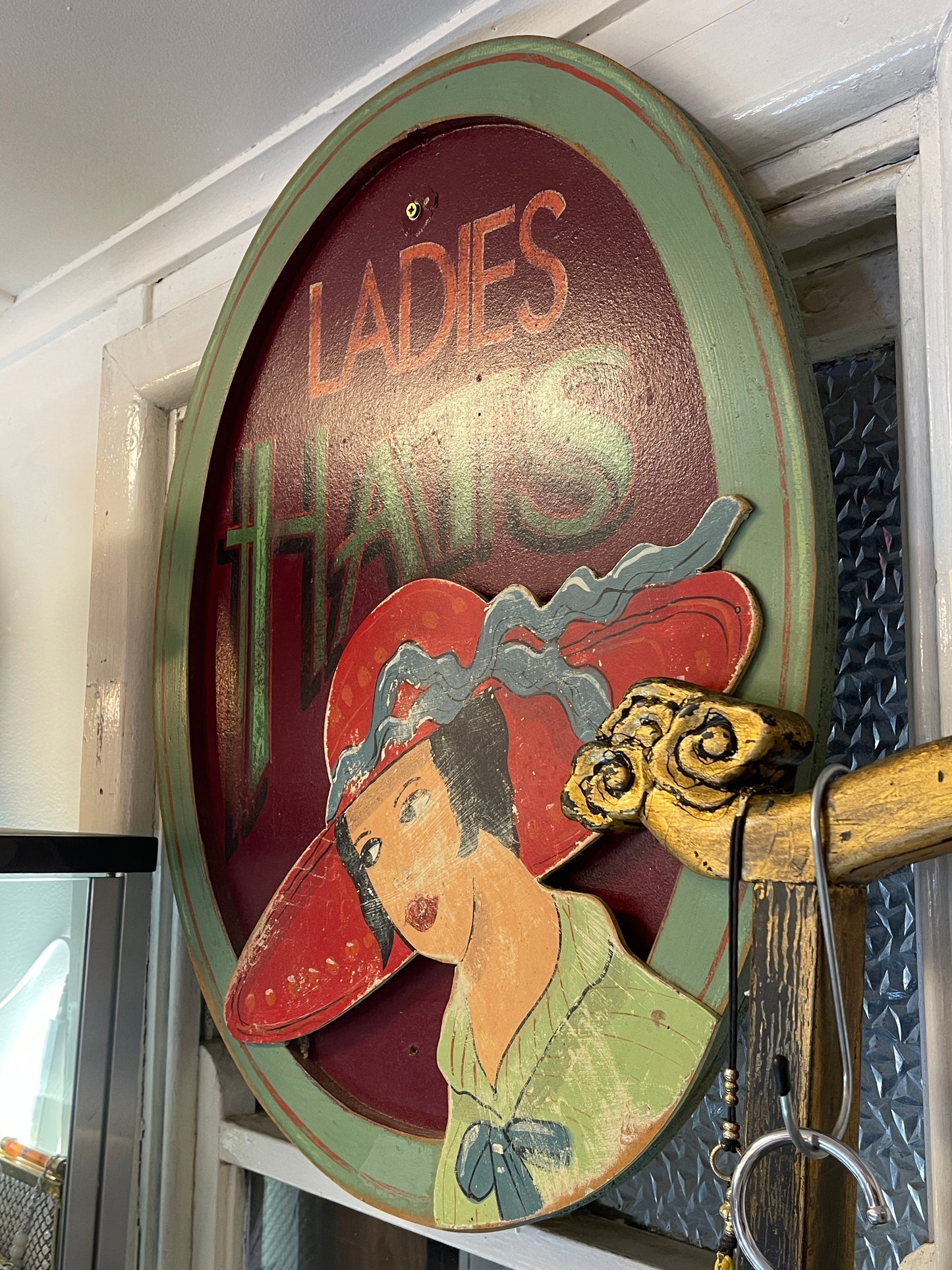 ‘Ladies Hats’ Painted Wooden Sign by Graham Shaw