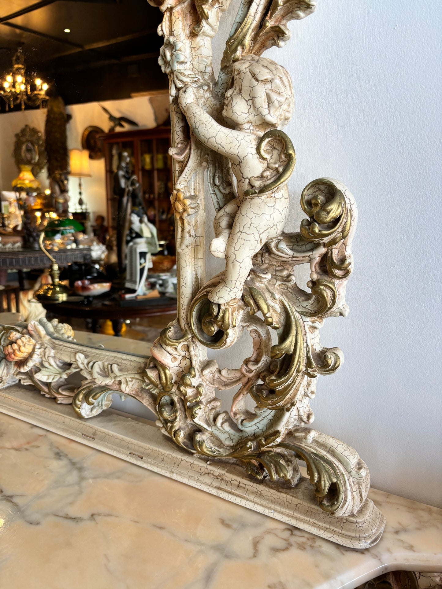 Substantial Italian Florentine Console with Mirror