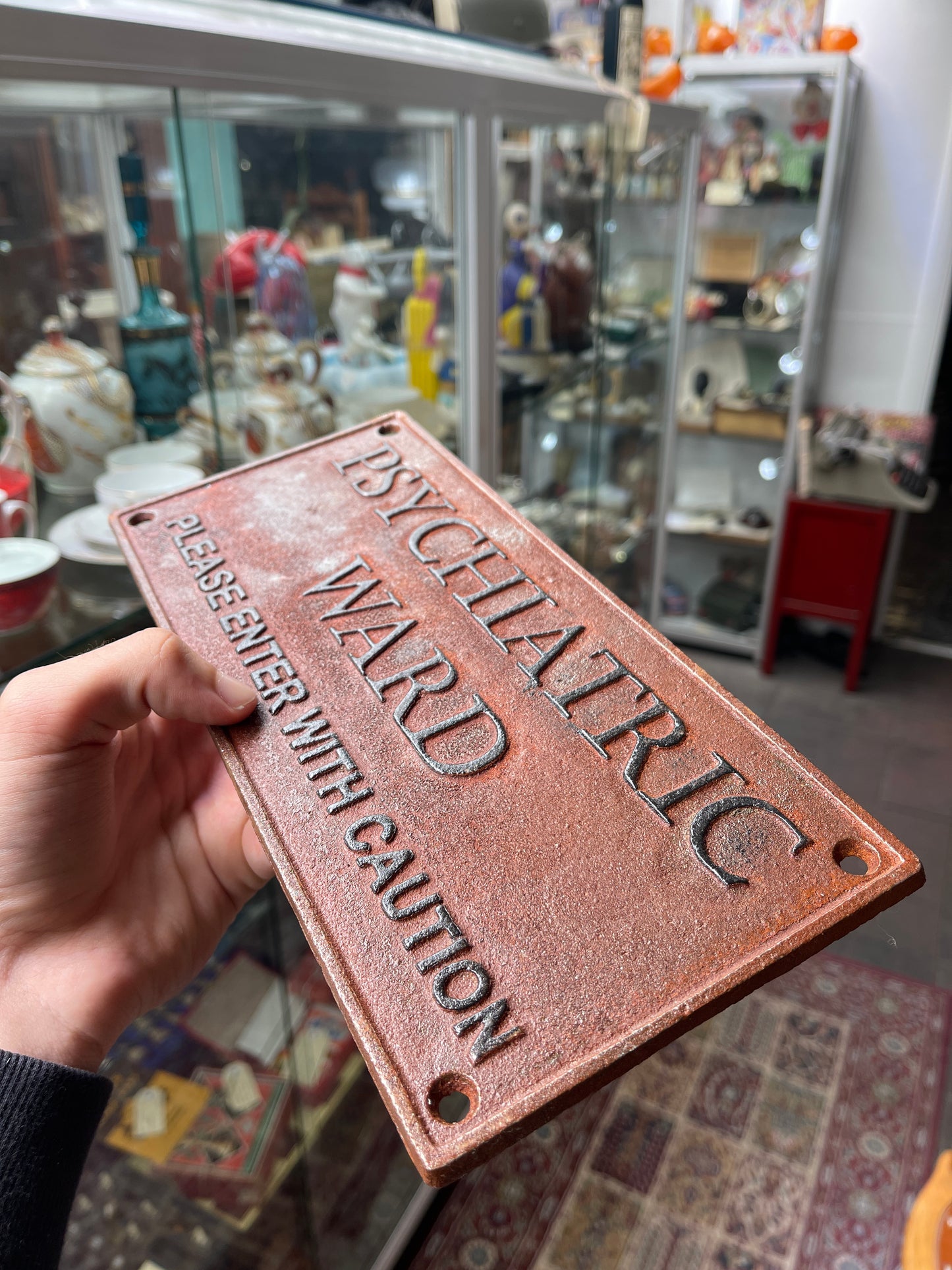 Rusty Psychiatric Ward Cast Iron Sign