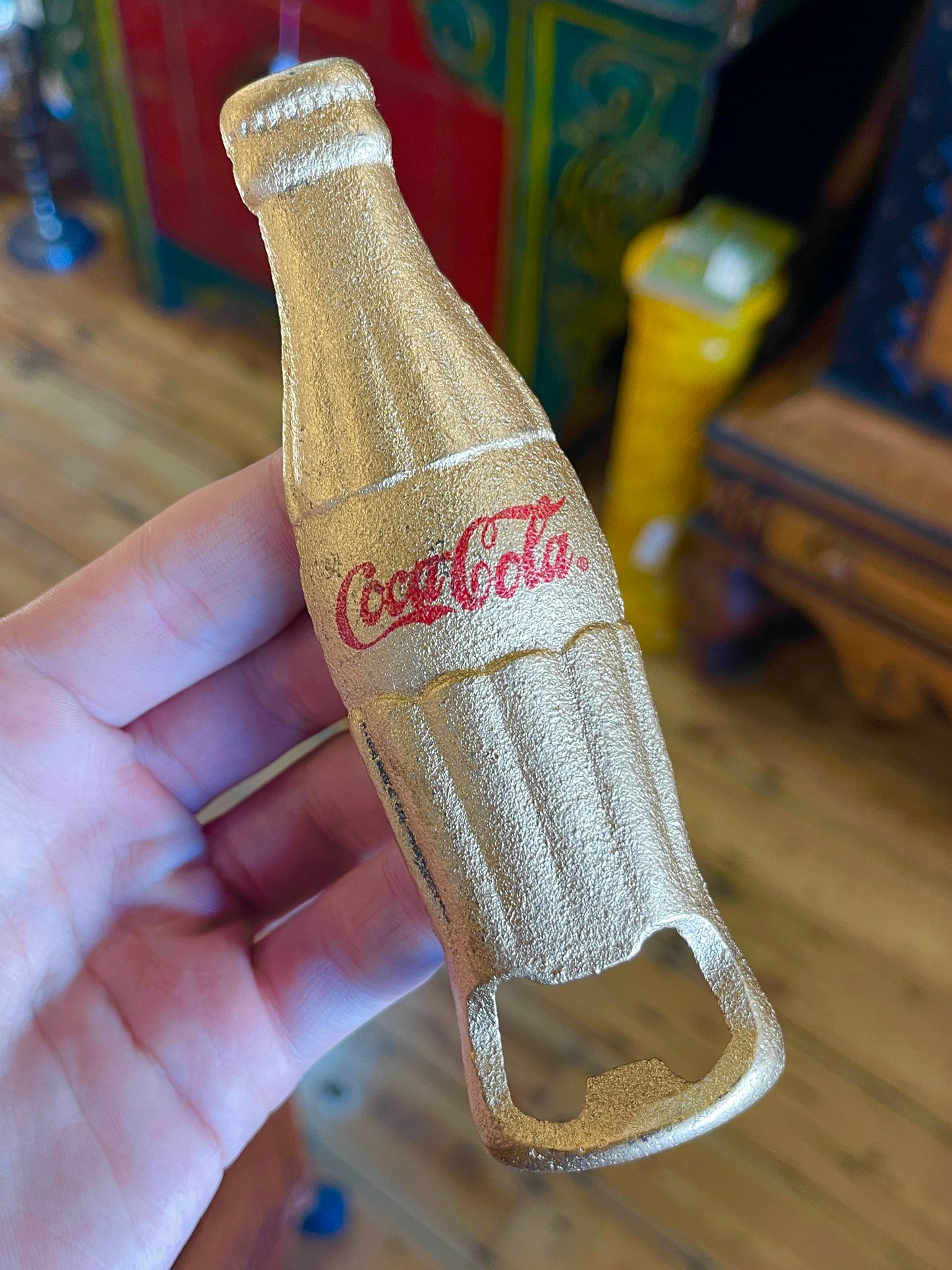 Cast Iron Gold Coca-Cola Bottle Bottle Opener