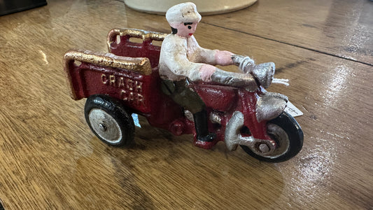Cast Iron Red Motorbike with Rider