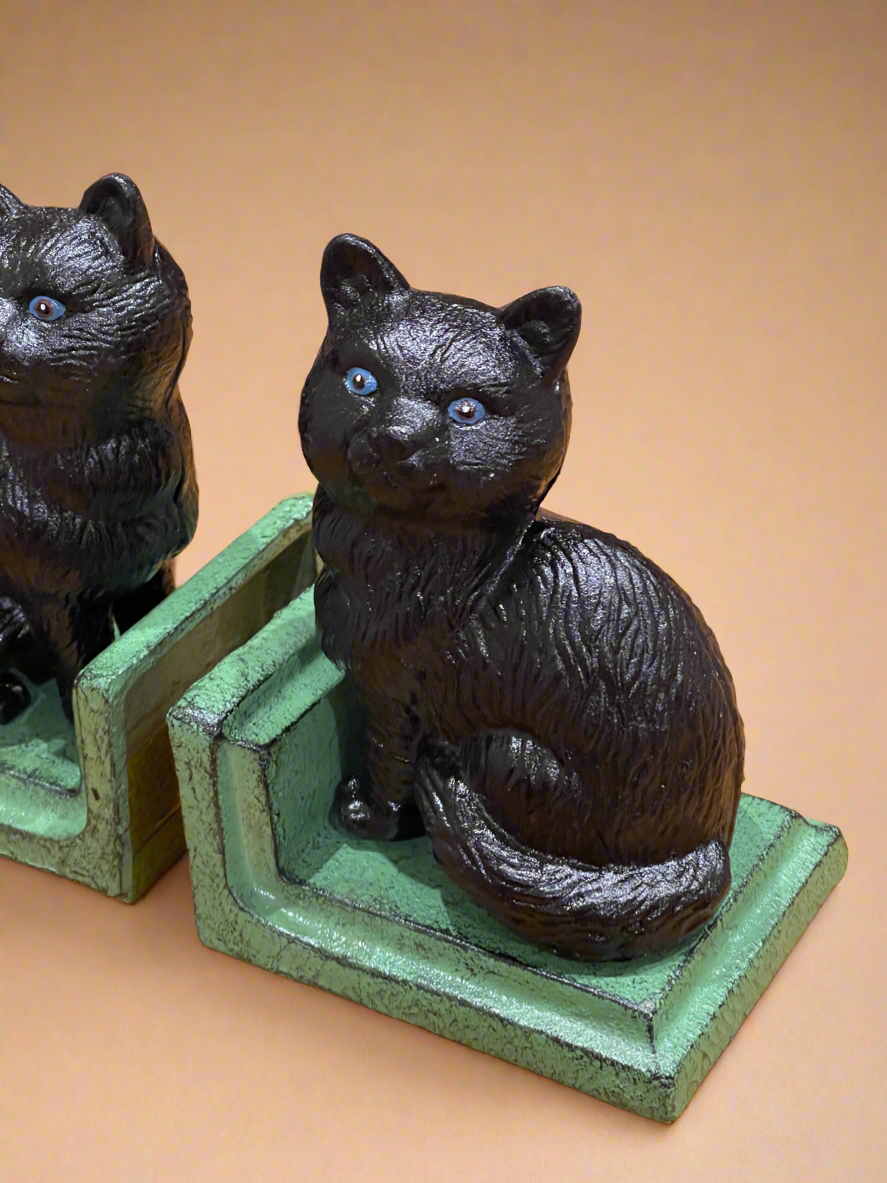 Black Cat Cast Iron Bookends