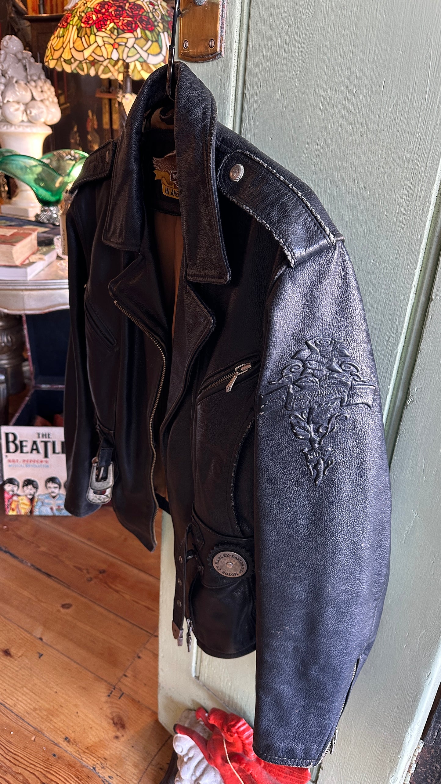 Vintage Harley Davidson Leather Ladies Jacket, Size Small-Women’s
