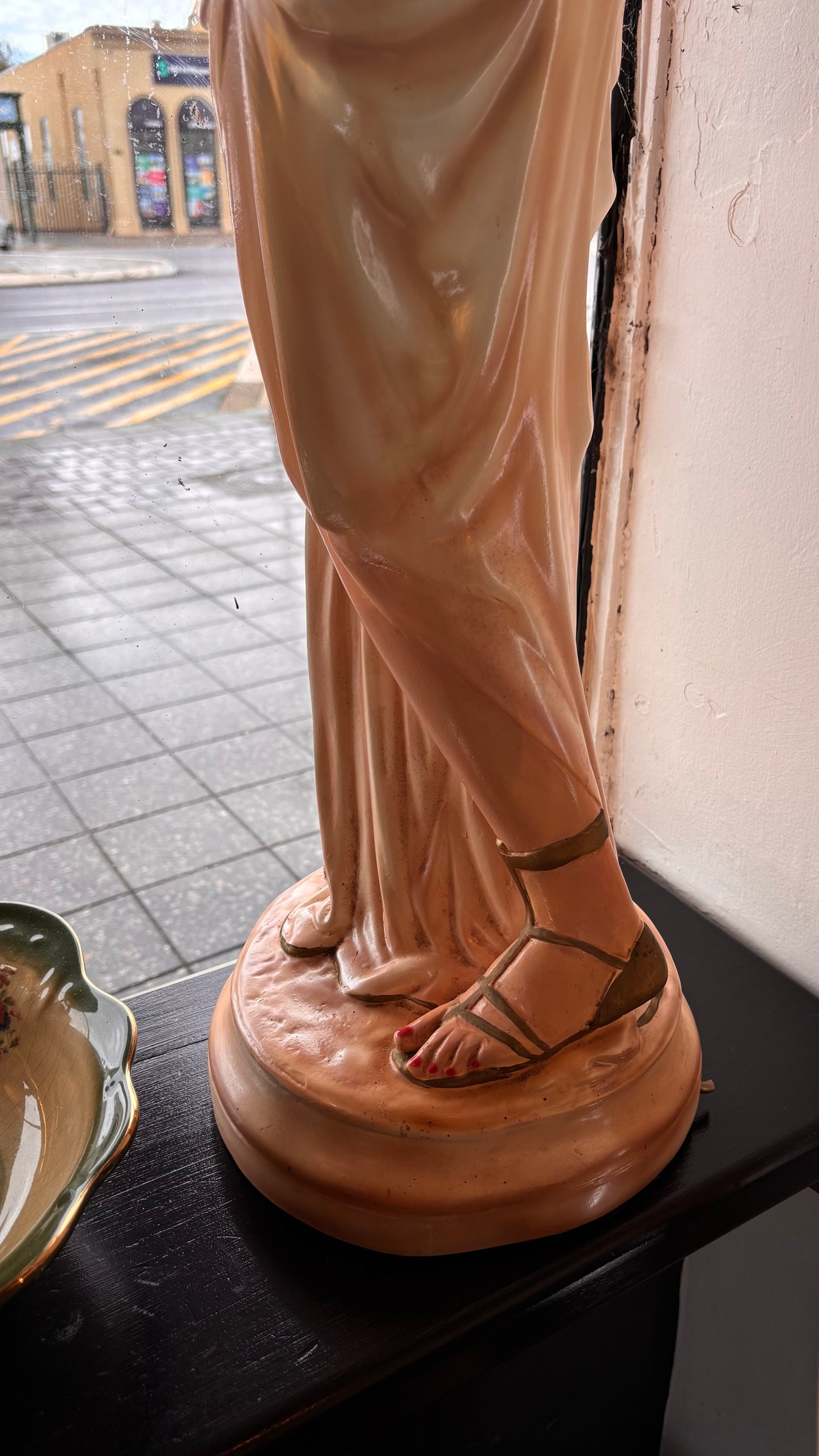 Elegant Classical Lady Lamp – 130cm (1930s–50s, Chalkware or Plaster)