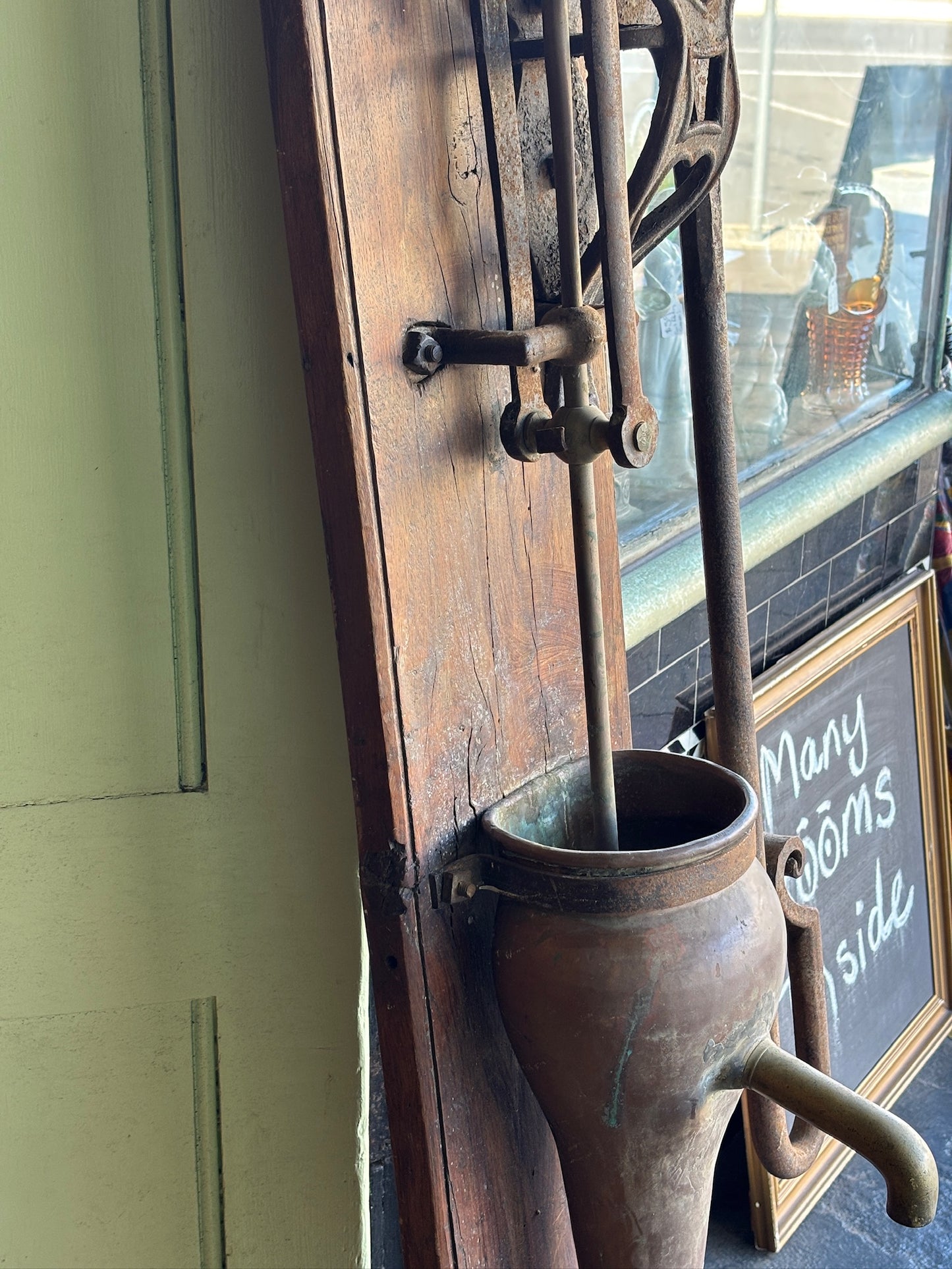 Antique Wall-Mounted Copper & Brass Water Pump (Circa 1900)