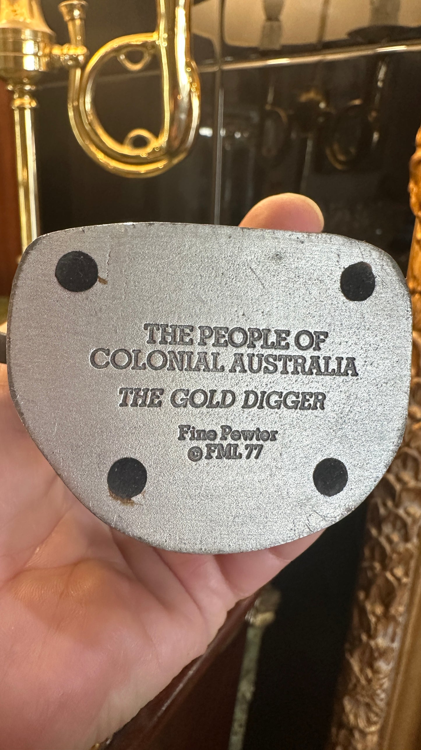 Pewter sculpture - part of "The People Of Colonial Australia" collection, specifically representing "The Gold Digger"