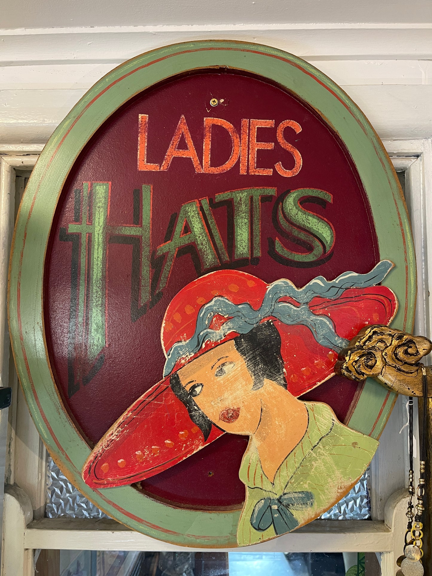 ‘Ladies Hats’ Painted Wooden Sign by Graham Shaw