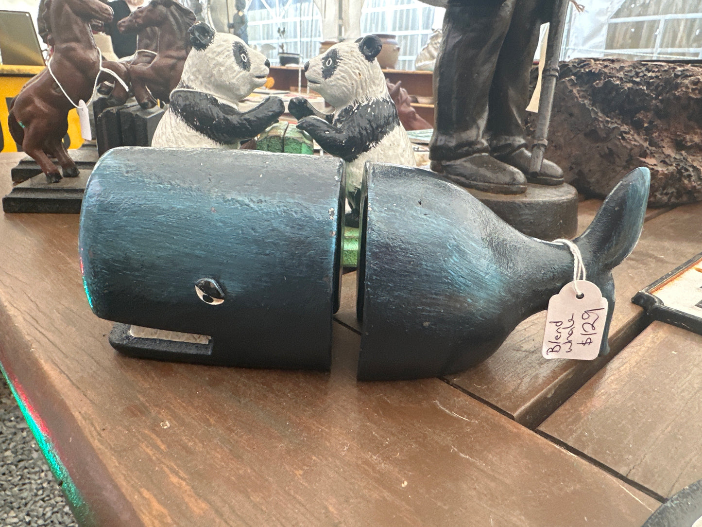 Cast Iron Blue Whale Bookends