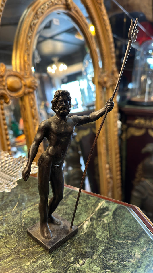 Bronze figurine - Neptune holding a Trident