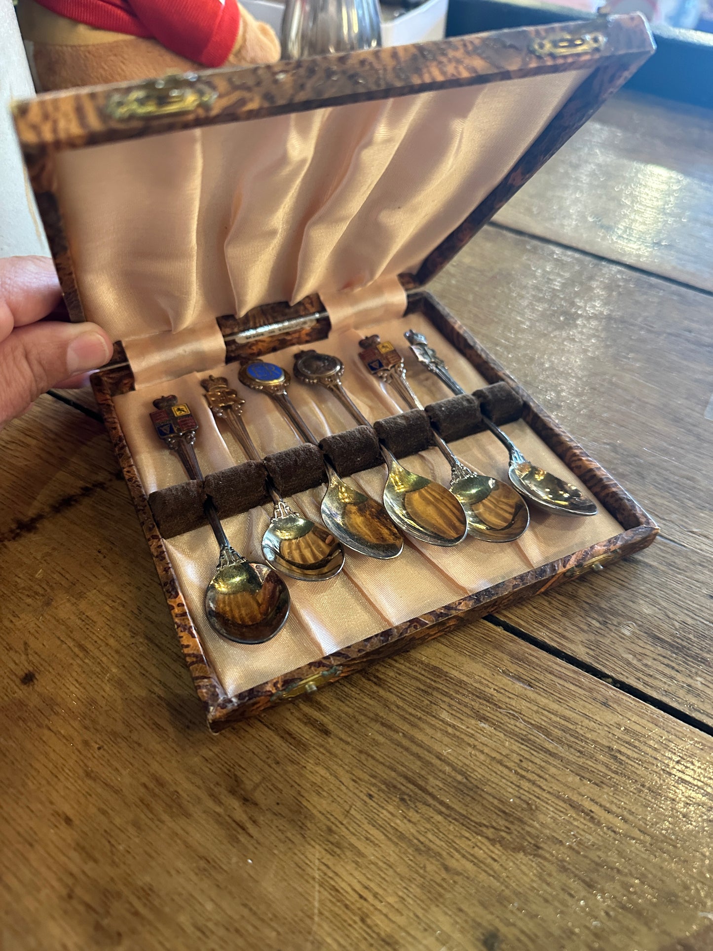 Vintage Set of 6 Silver EPNS Collector Teaspoons in Case