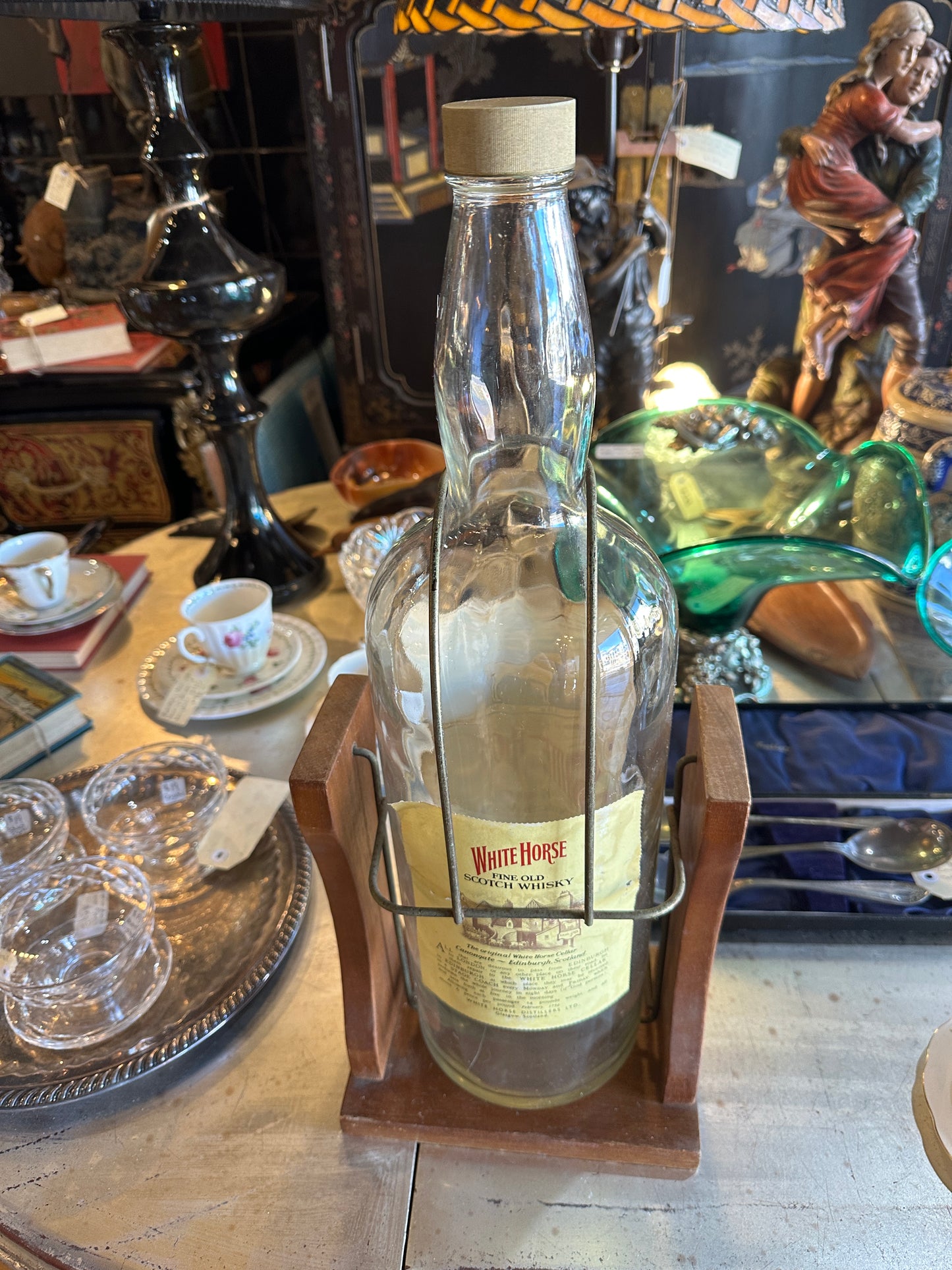 White Horse Whisky, Empty One Gallon Bottle on Pouring Stand