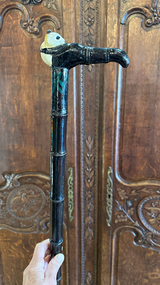 Walking cane with Panda handle and bamboo shaft