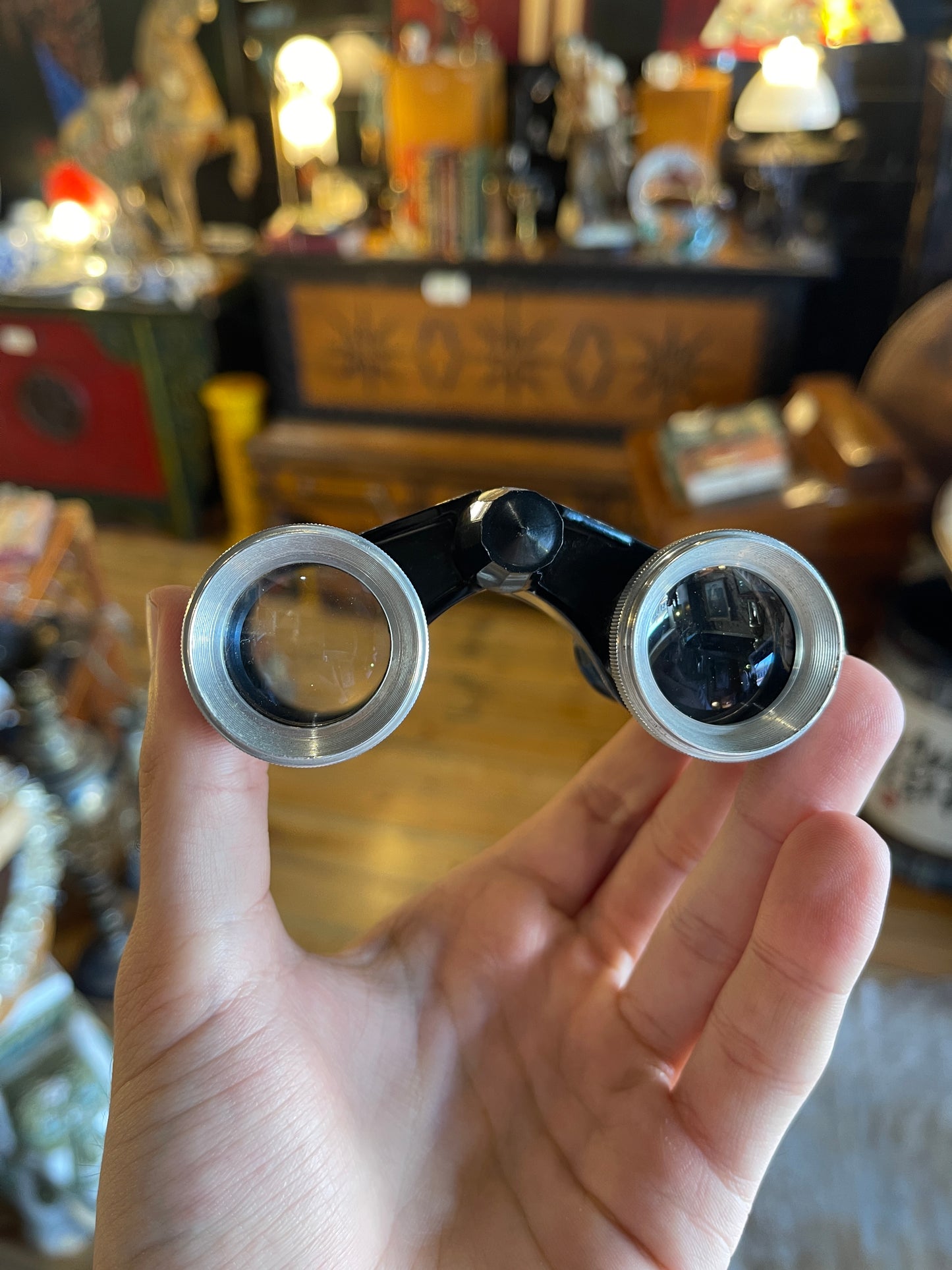 Vintage PZO Opera Binoculars 3x Magnification with Central Focus Knob, Made in Poland - Circa 1950s