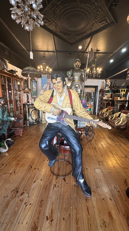 Life-Size Elvis Presley Fibreglass Statue – Seated with Guitar
