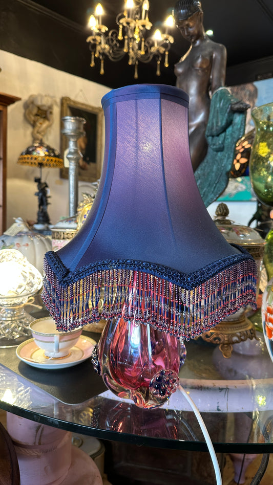 Murano Art Glass Lamp with Beautiful Beaded Shade