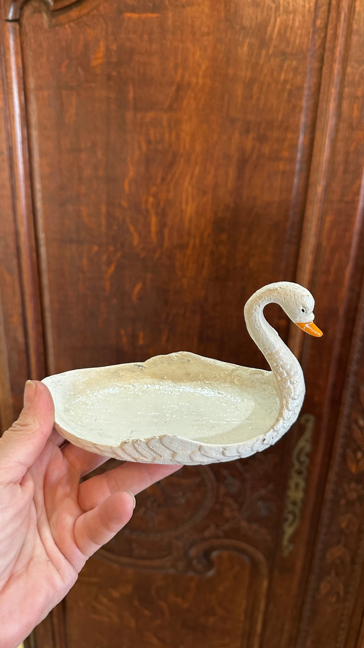 Cast iron Swan, coin or trinket holder