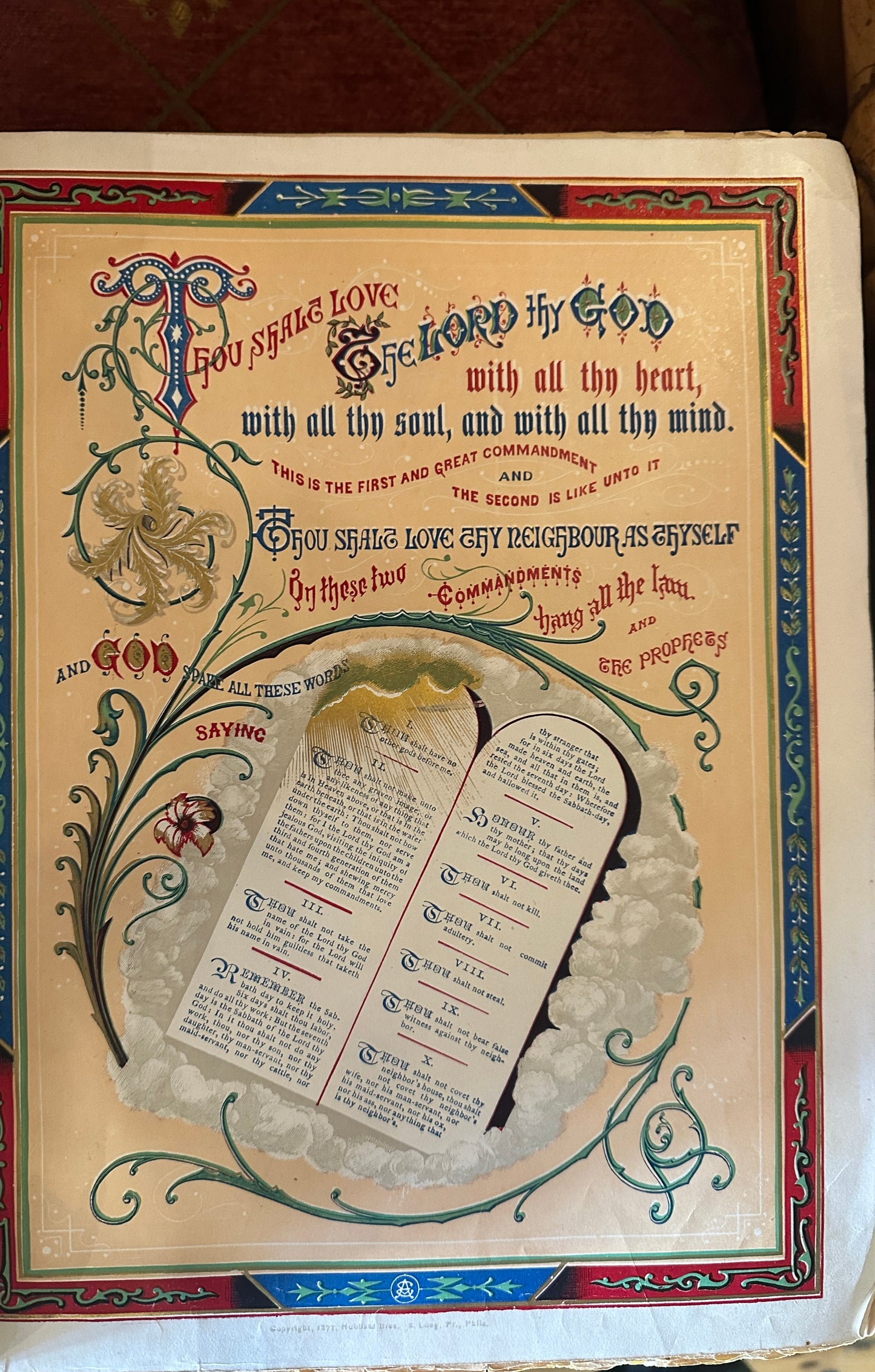 Antique Victorian Leather bound Holy Bible published by Hubbard Bros in Philadelphia.