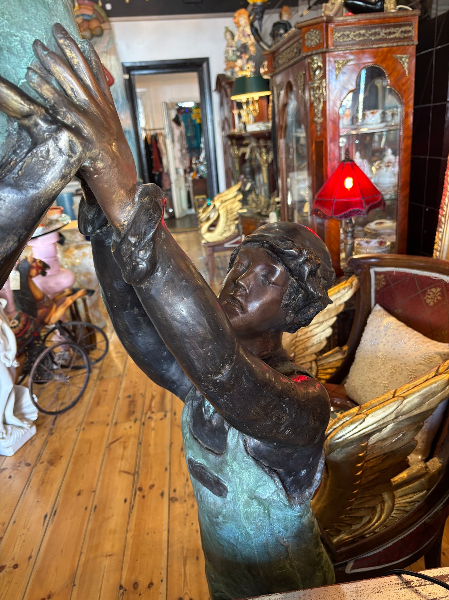 Life-Size Bronze Sculpture: Children on Swing - Monumental Garden Statue