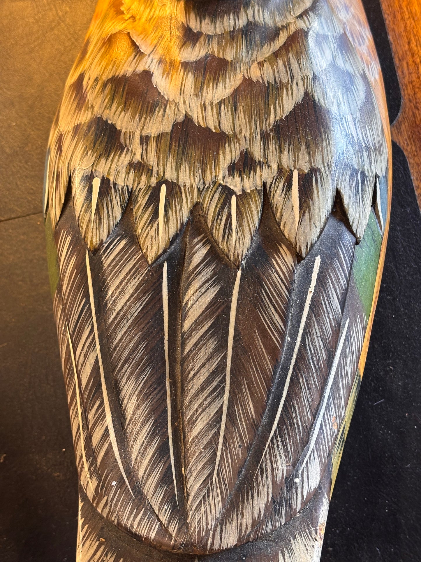 Large Hand-Carved Wooden Duck Decoy – 43cm Hand Painted Vintage Bird Sculpture