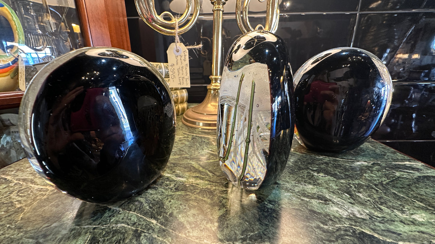 Hand Blown Art Glass Aquarium Paperweight – Jellyfish & Tropical Fish with Aventurine Gold Dust Accent