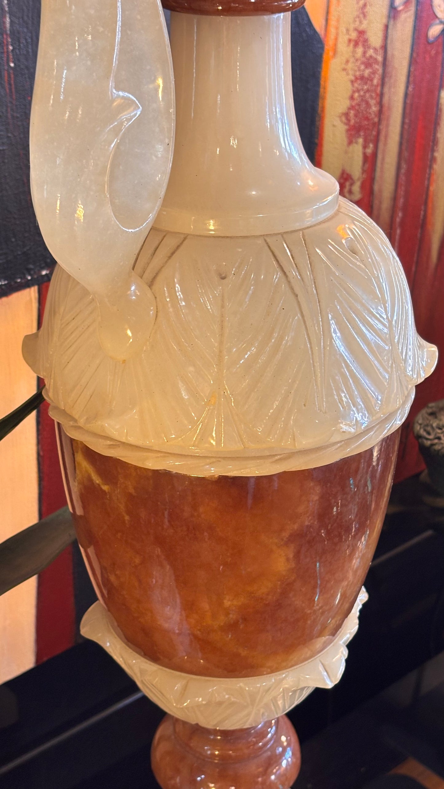 Monumental Italian Alabaster & Onyx Ewer Vase – c.1950s–1970s – 105cm