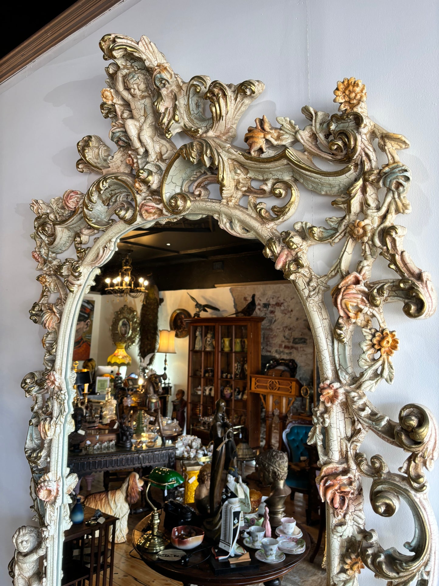 Substantial Italian Florentine Console with Mirror