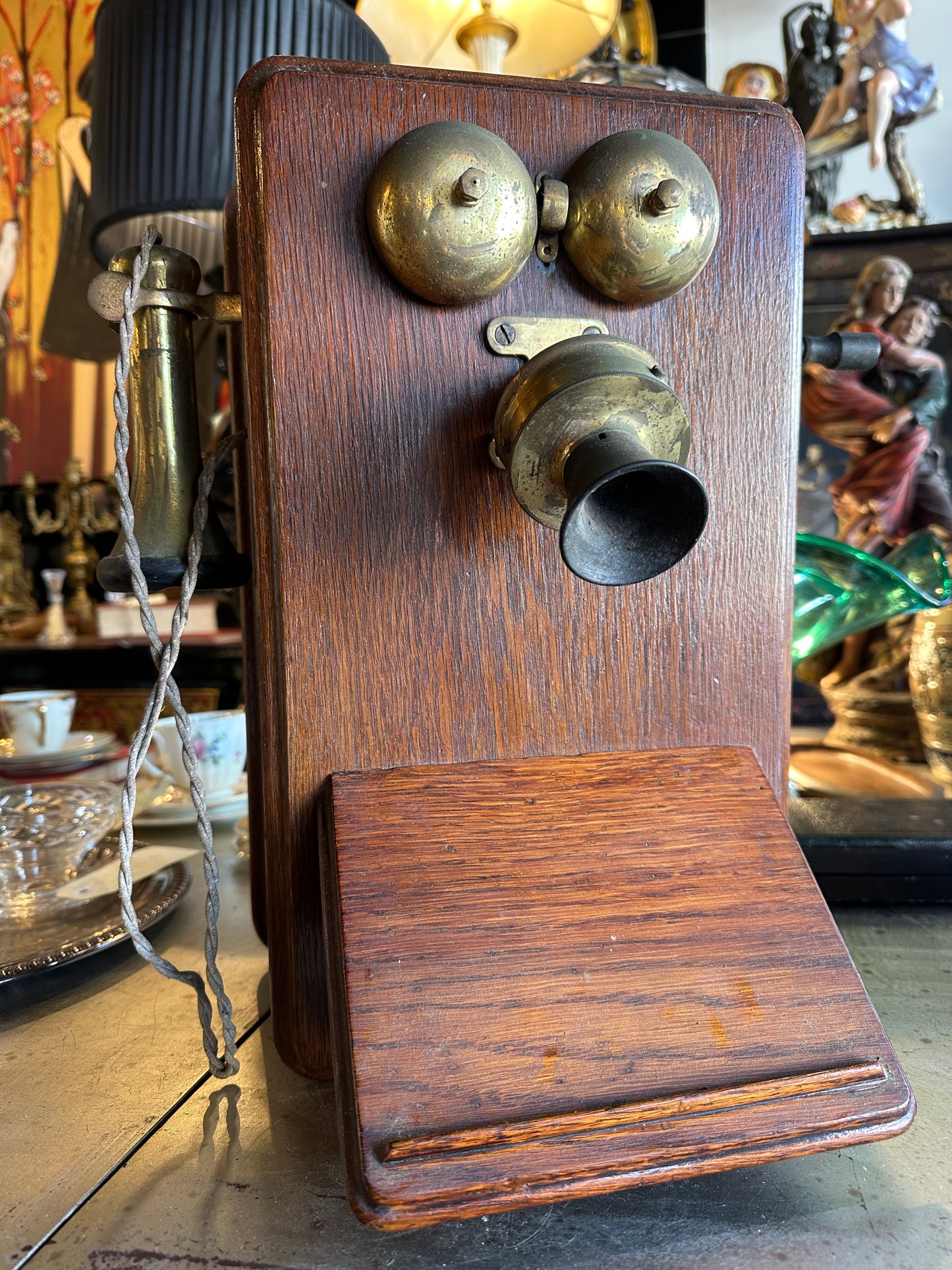 Antique Commonwealth of Australia PMG magneto oak wall telephone