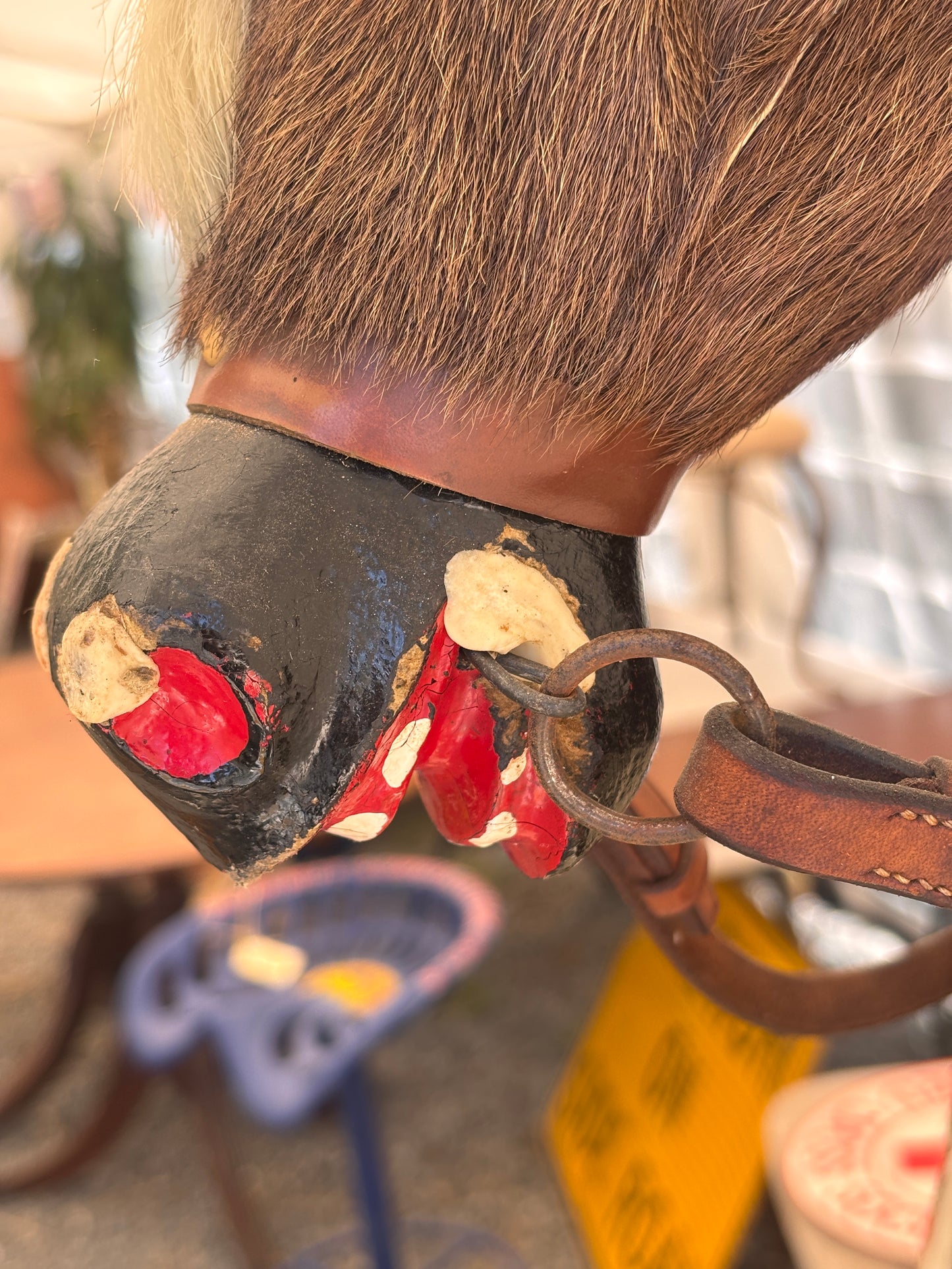 Vintage Rocking Horse with Real Horsehair Hide & Leather Saddle | c.1940s–1960s