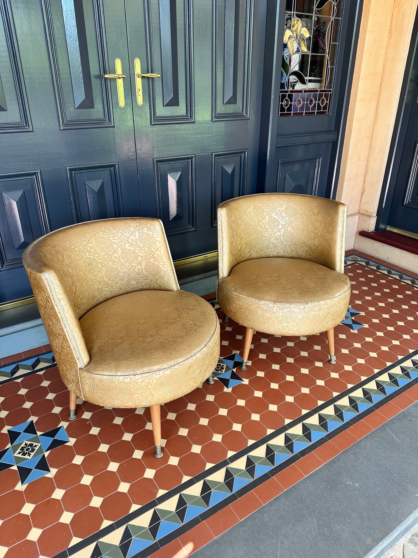 Elegant Mid Century Vinyl Cocktail Armchair (c1950)