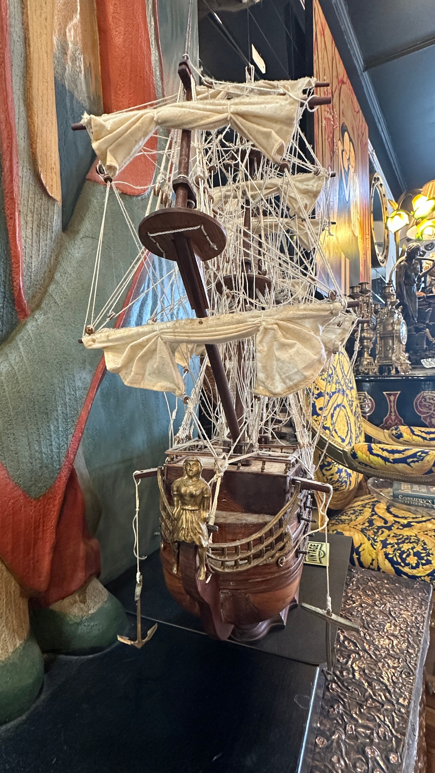 Ship ~. Wooden Model of a Historic 17th Century Warship, featuring intricate detail and craftsmanship