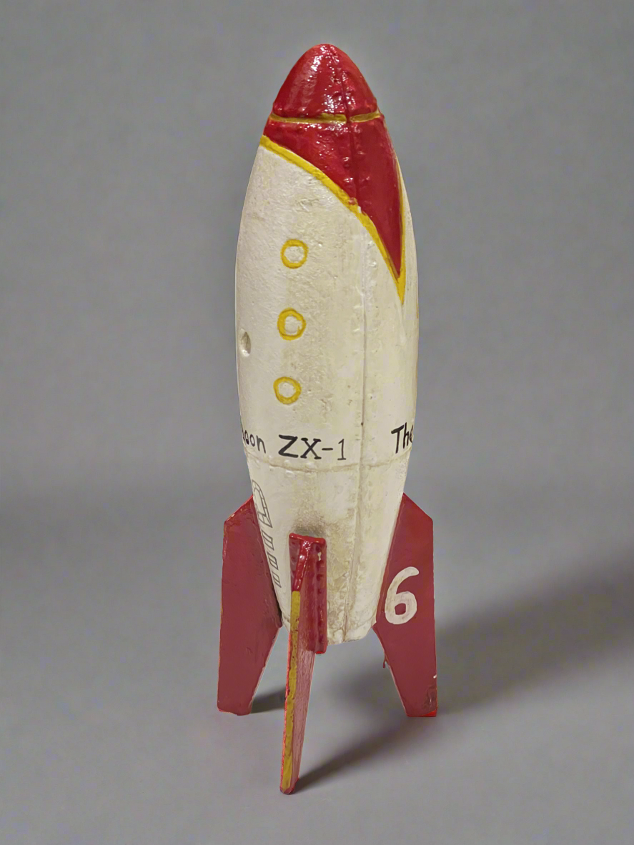 Rocket Ship Cast Iron Coin Bank