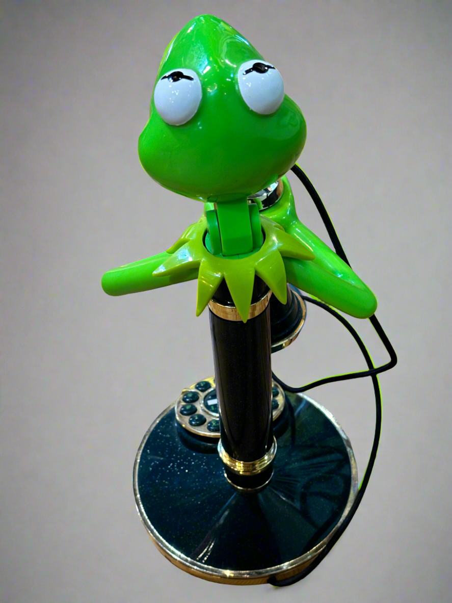 Rare Vintage Kermit The Frog Phone Muppet Sesame Street Collectible TeleMania Corded Candlestick Telephone