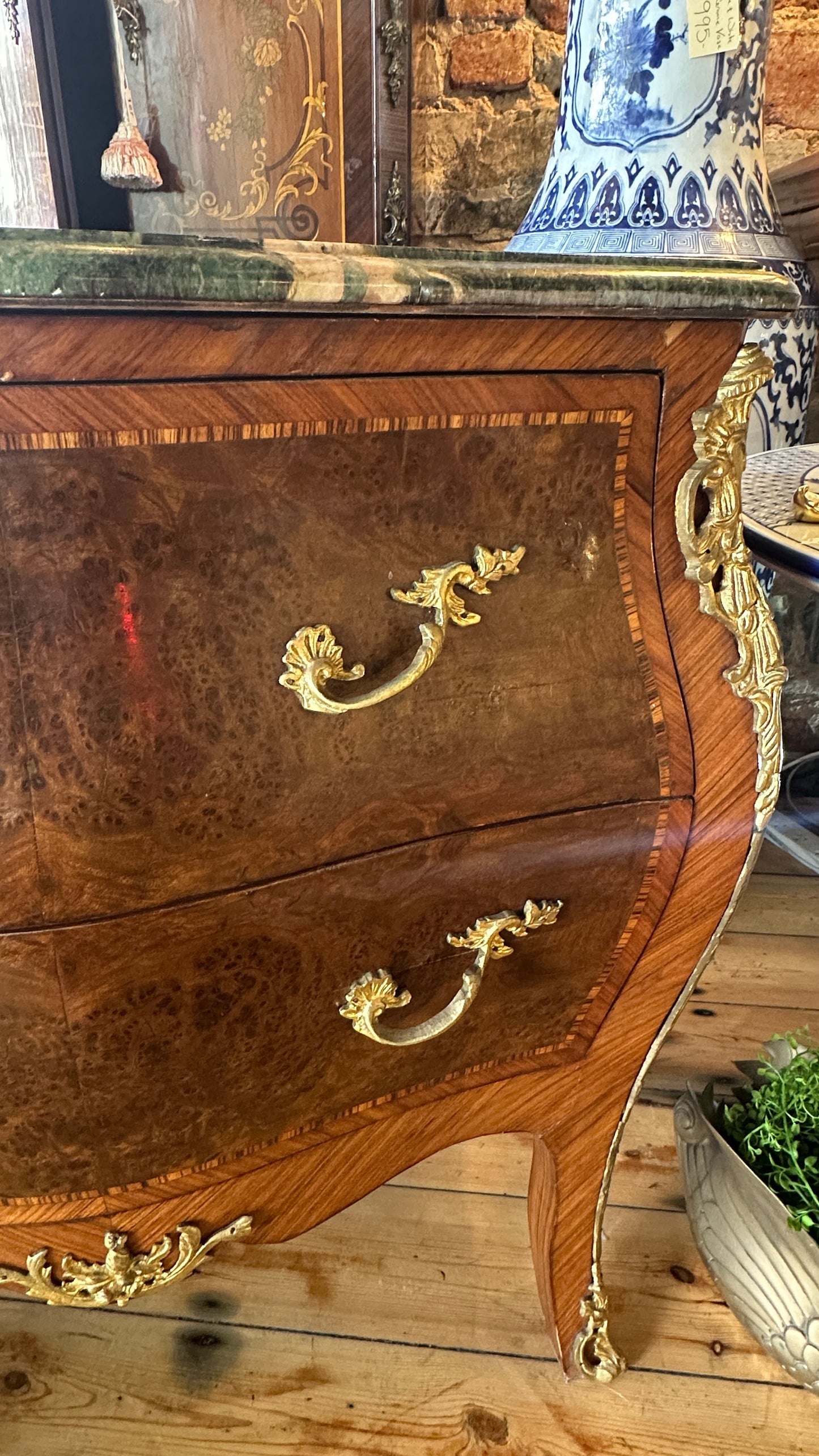 Beautiful Louis XV style marble top commode with two drawers
