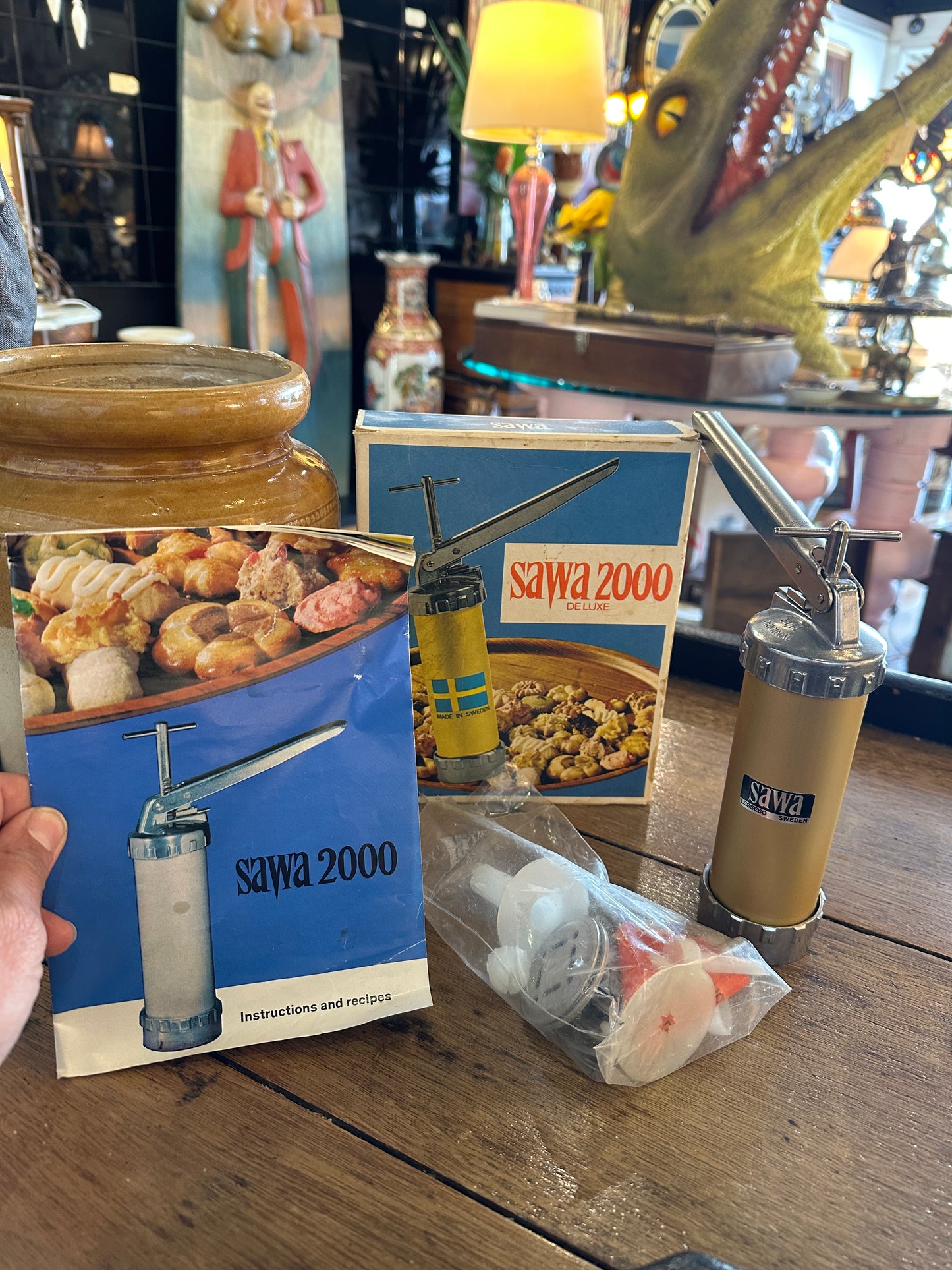 Vintage Sawa 2000 Deluxe Cookie Press Made in Sweden Complete Set 16 Patterns GC