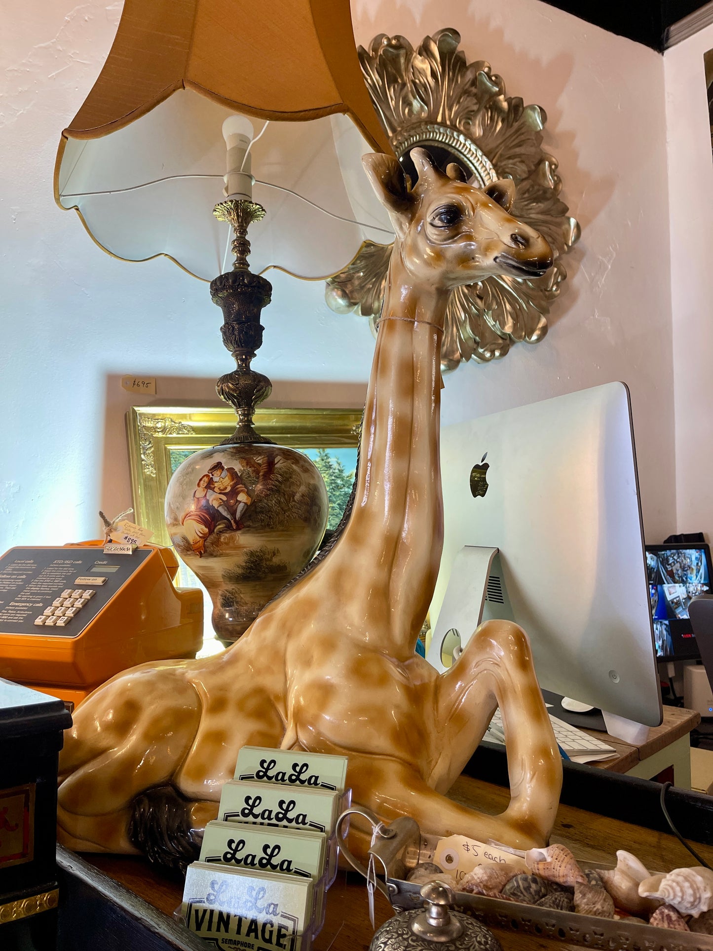 Large Solid Ceramic Giraffe Statue